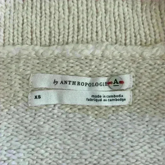 Anthropology Cream Off White Sweater Cotton Blend Women’s Sz XS Neutral - Picture 6 of 9